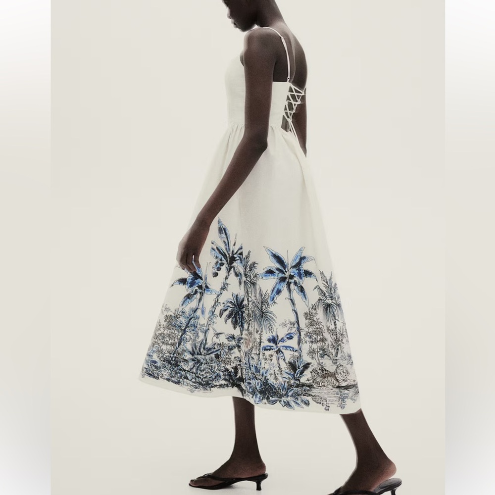 NWT Palm White and Blue Dress